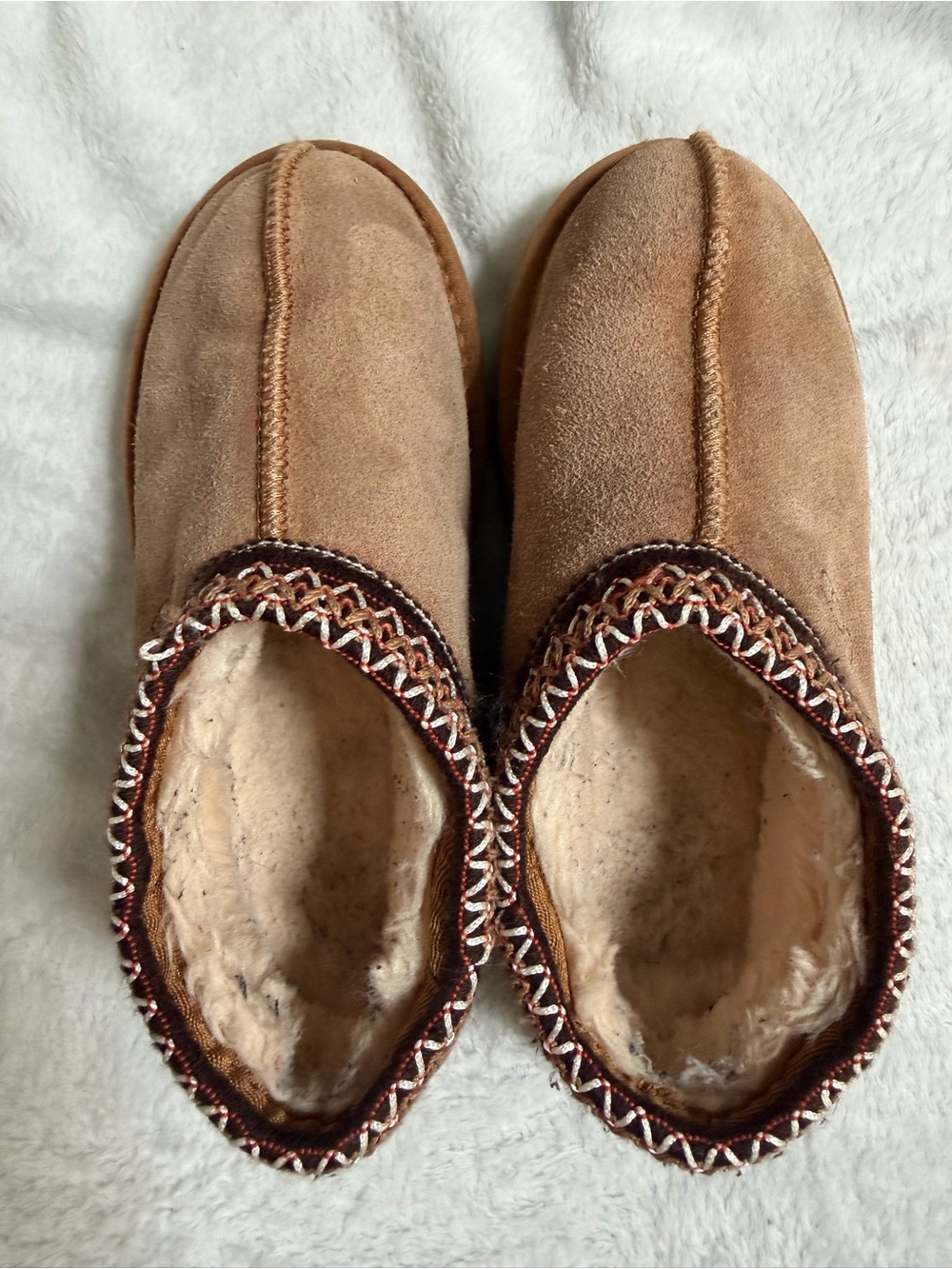 UGG Tasman Chestnut Suede Shearling Slippers Womens Approx Size 8 - Picture 3 of 9